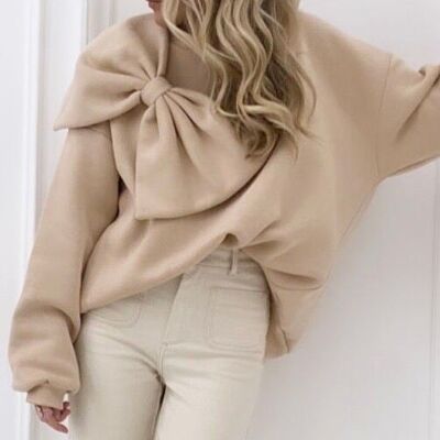Plain oversized sweater with big bow - LILAC