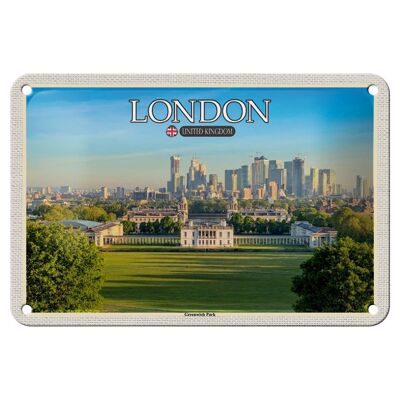 Cartel de chapa con decoración de ciudades, Greenwich Park, Inglaterra, Londres, 18x12cm