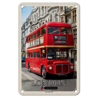Cartel de chapa con ciudades, Londres, Reino Unido, autobús rojo de Londres, 12x18cm, señal de regalo