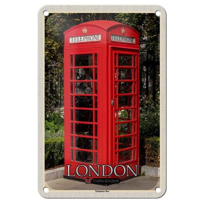 Targa in metallo Città Londra Regno Unito Cabina telefonica 12x18 cm