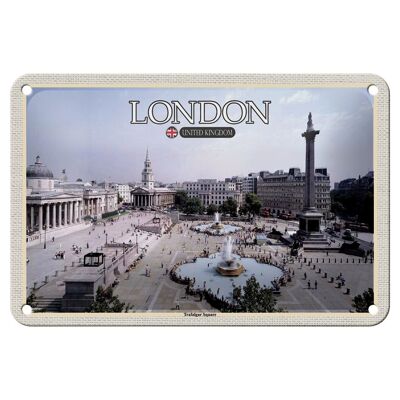 Cartel de chapa con decoración de ciudades, Trafalgar Square, Londres, Reino Unido, 18x12cm