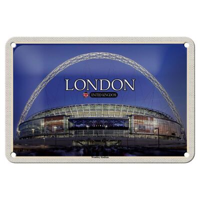 Cartel de chapa con ciudades, estadio de Wembley, Londres, Inglaterra, 18x12cm