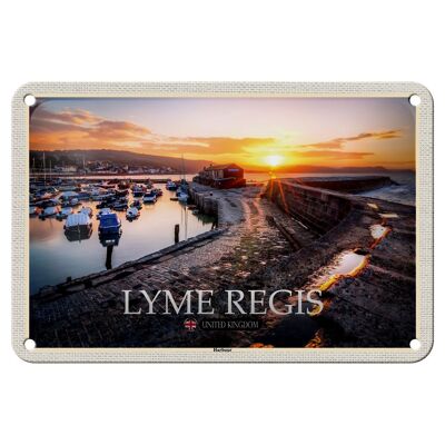 Cartel de chapa con decoración de ciudades, Lyme Regis Harbour, Inglaterra, Reino Unido, 18x12cm