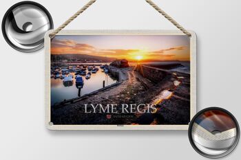 Panneau en étain villes Lyme Regis Harbour Enlgand UK, décoration 18x12cm 2