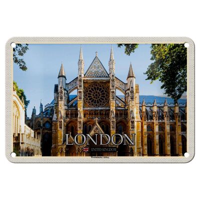Cartel de chapa con decoración de ciudades, Abadía de Westminster, Londres, Reino Unido, 18x12cm