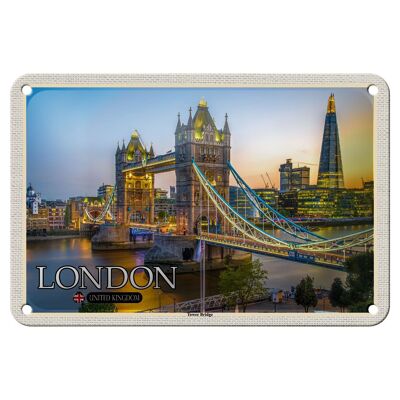 Cartel de chapa con ciudades, Tower Bridge, Londres, Reino Unido, Inglaterra, 18x12cm