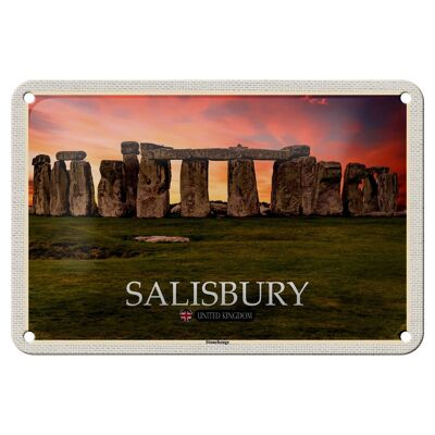 Cartel de chapa con ciudades Salisbury Stonchenge, Inglaterra, Reino Unido, 18x12cm