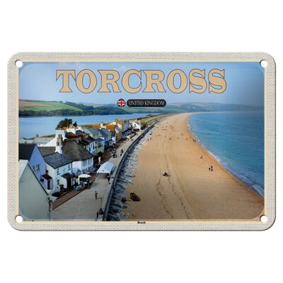 Cartel de chapa con decoración de ciudades, Torcross Beach, Inglaterra, Reino Unido, 18x12cm