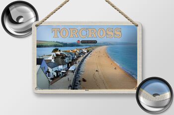 Panneau en étain villes Torcross Beach angleterre royaume-uni, décoration 18x12cm 2