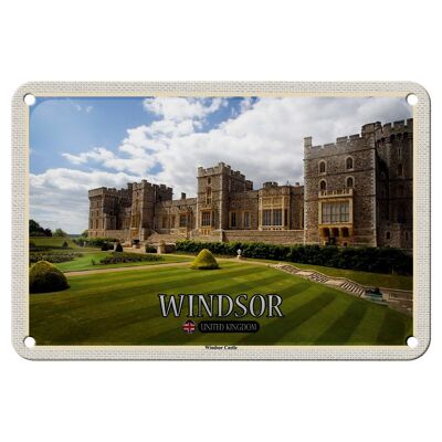 Cartel de chapa con decoración de ciudades, Inglaterra, Reino Unido, Castillo de Windsor, 18x12cm