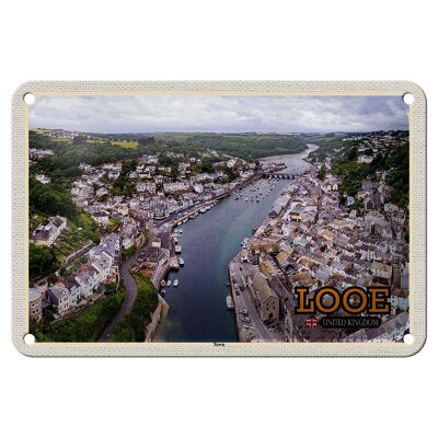 Cartel de chapa con ciudades Looe Enlgand, ciudad del Reino Unido, señal de 18x12cm