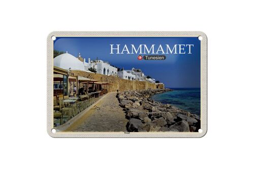 Blechschild Reise Hammamet Tunesien Meer Strand 18x12cm Dekoration