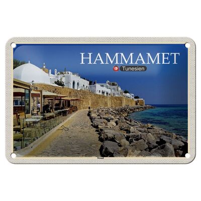 Cartel de chapa de viaje Hammamet, Túnez, playa marina, decoración de 18x12cm