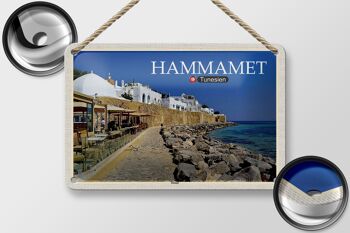 Signe en étain voyage Hammamet tunisie mer plage 18x12cm décoration 2
