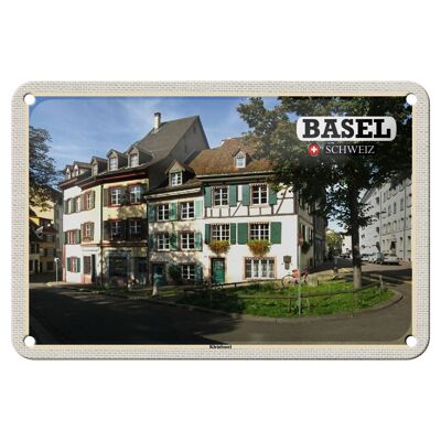 Targa in metallo da viaggio Basilea Svizzera Kleinbasel City 18x12 cm Decorazione