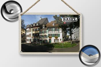 Panneau en étain voyage bâle suisse petit-bâle ville 18x12cm, décoration 2