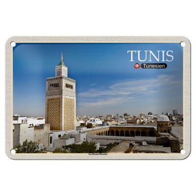 Cartel de chapa de viaje, decoración de Túnez, Mezquita Ez Zitouna, 18x12cm
