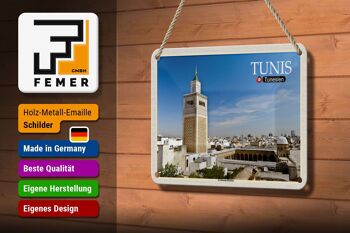Signe en étain voyage tunisie mosquée Ez Zitouna 18x12cm, décoration 3