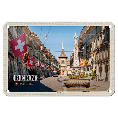 Blechschild Reise Bern Schweiz Altstadt Flaggen 18x12cm Dekoration