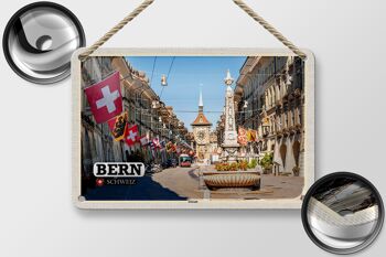 Panneau de voyage en étain, drapeaux de la vieille ville de berne, suisse, décoration 18x12cm 2