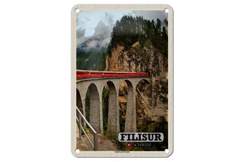 Panneau de voyage en étain Filisur, suisse, viaduc de Landwasser, 12x18cm 1