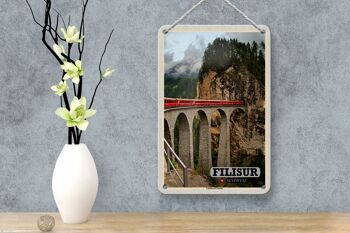 Panneau de voyage en étain Filisur, suisse, viaduc de Landwasser, 12x18cm 4