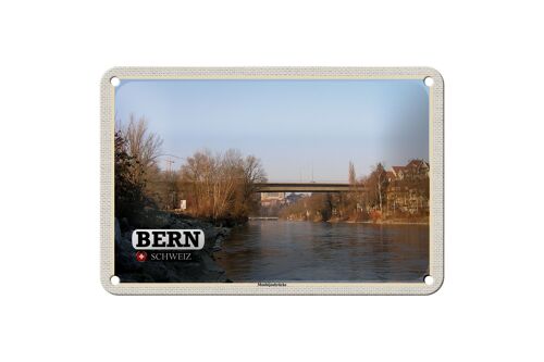 Blechschild Reise Bern Schweiz Monbijoubrücke Fluss 18x12cm Schild