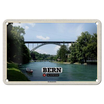 Targa in metallo da viaggio Berna Svizzera Ponte Kornhausbrücke 18x12 cm
