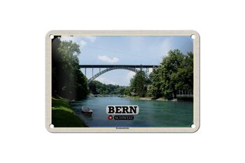 Panneau de voyage en étain, berne, suisse, pont Kornhausbrücke, 18x12cm 1