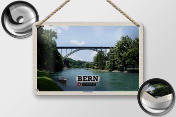 Panneau de voyage en étain, berne, suisse, pont Kornhausbrücke, 18x12cm 2