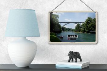 Panneau de voyage en étain, berne, suisse, pont Kornhausbrücke, 18x12cm 4