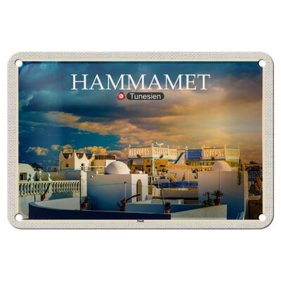 Targa in metallo da viaggio Hammamet Tunisia Holiday Sun 18x12 cm Decorazione