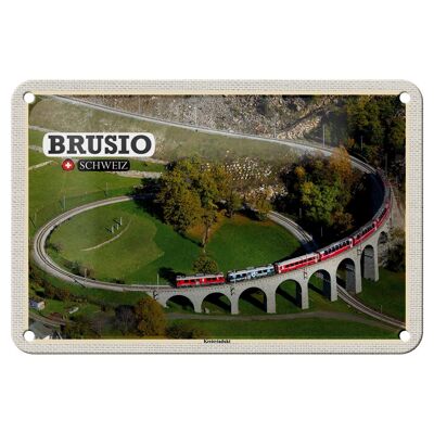 Cartel de chapa de viaje Brusio Suiza viaducto Circular tren 18x12cm decoración