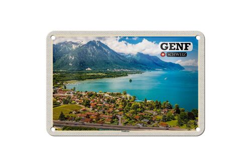 Blechschild Reise Genf Schweiz Genfersee Natur 18x12cm Dekoration