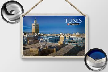 Signe en étain voyage Tunis tunisie médina mosquée 18x12cm décoration 2