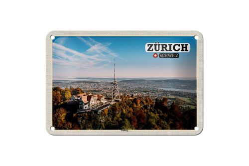 Blechschild Reise Zürich Schweiz Uetliberg Stadt 18x12cm Dekoration