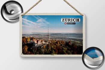 Panneau en étain voyage Zurich suisse Uetliberg City 18x12cm, décoration 2