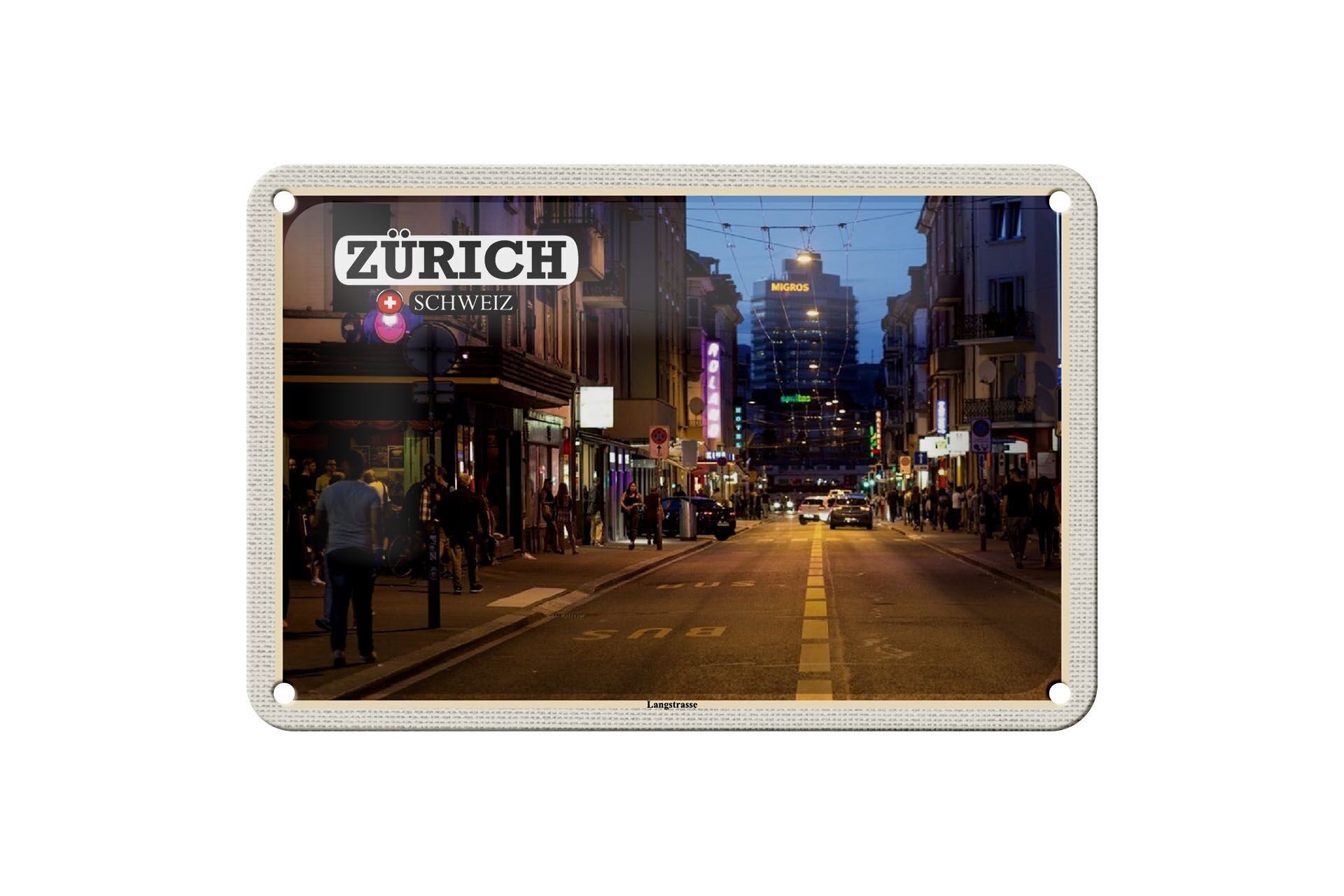 Blechschild Reise Zürich Schweiz Langstrasse 18x12cm Dekoration