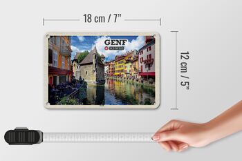 Panneau décoratif en étain pour voyage, genève, suisse, vieille ville, rivière, 18x12cm 5