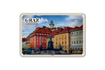 Panneau de voyage en étain, Graz, autriche, Architecture de la vieille ville, 18x12cm 1