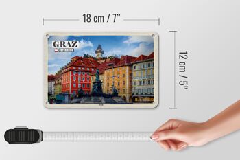 Panneau de voyage en étain, Graz, autriche, Architecture de la vieille ville, 18x12cm 5