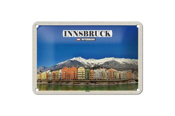 Panneau de voyage en étain, 18x12cm, Innsbruck, autriche, montagnes Hötting 1