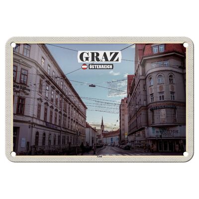 Cartel de chapa de viaje Graz Austria Lend City, decoración de 18x12cm