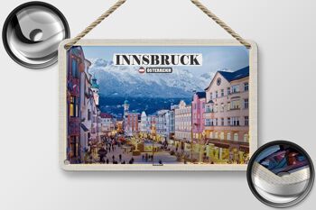 Signe en étain voyage Innsbruck autriche, décoration de noël 18x12cm 2