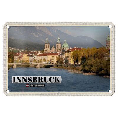 Signe en étain voyage Innsbruck autriche Inn River 18x12cm, décoration
