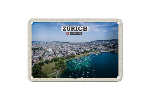 Blechschild Reise Zürich Schweiz Zürichsee Boote 18x12cm Dekoration