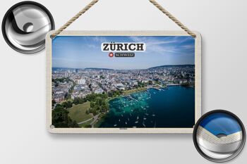 Signe en étain voyage Zurich suisse lac de Zurich bateaux 18x12cm décoration 2