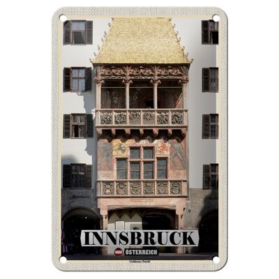 Cartel de chapa de viaje Innsbruck Austria tejado dorado, señal de 12x18cm