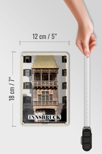 Panneau de voyage en étain, Innsbruck, autriche, toit doré, 12x18cm 5