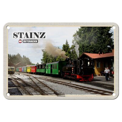 Targa in metallo da viaggio Stainz Austria museo ferrovia 18x12 cm decorazione